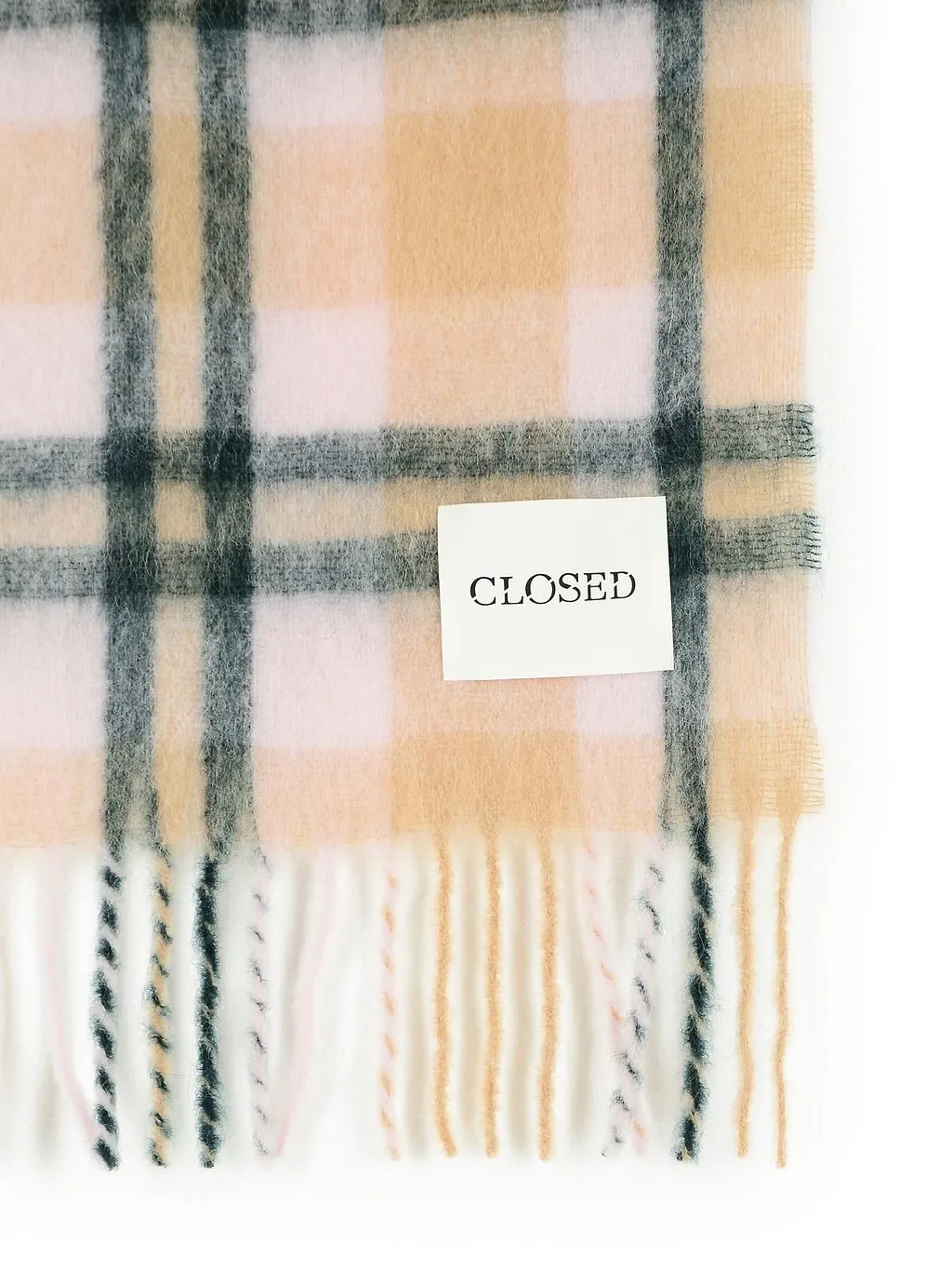 Checked Fringed Scarf