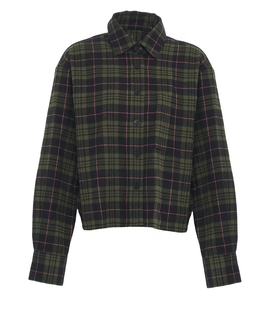 Closed Cropped Flannel Shirt