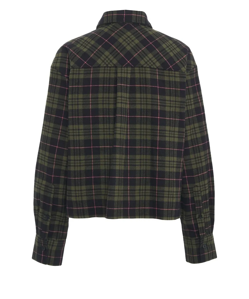 Closed Cropped Flannel Shirt