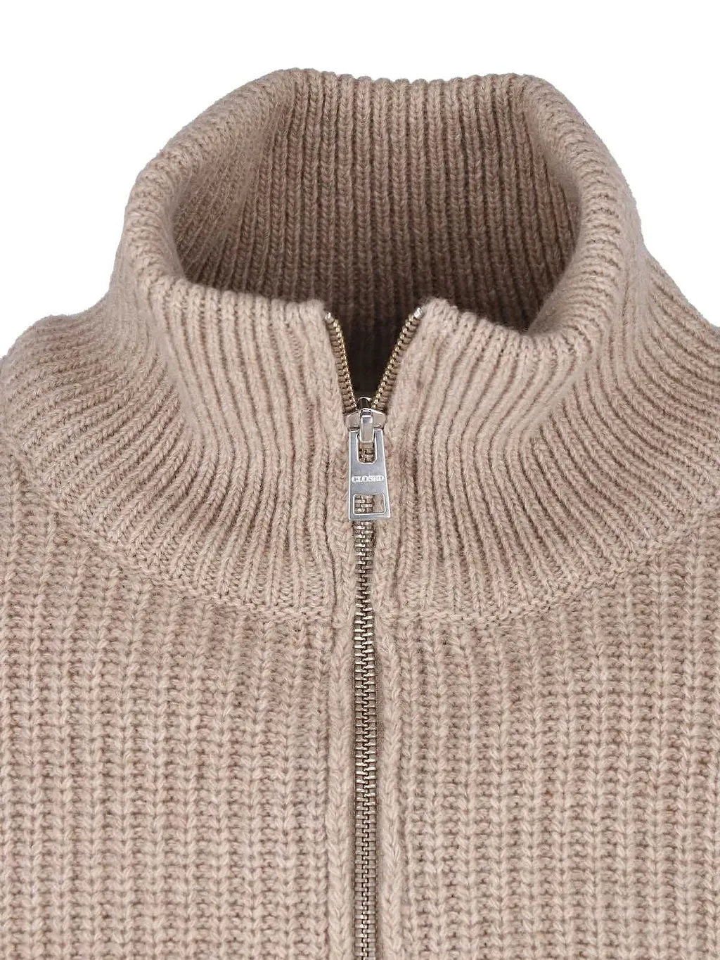 Closed Half Zip Mock Neck Knitted Jumper