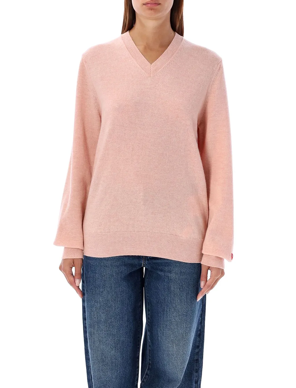 Comme Des GarÇOns Play Heart Patch V-Neck Jumper