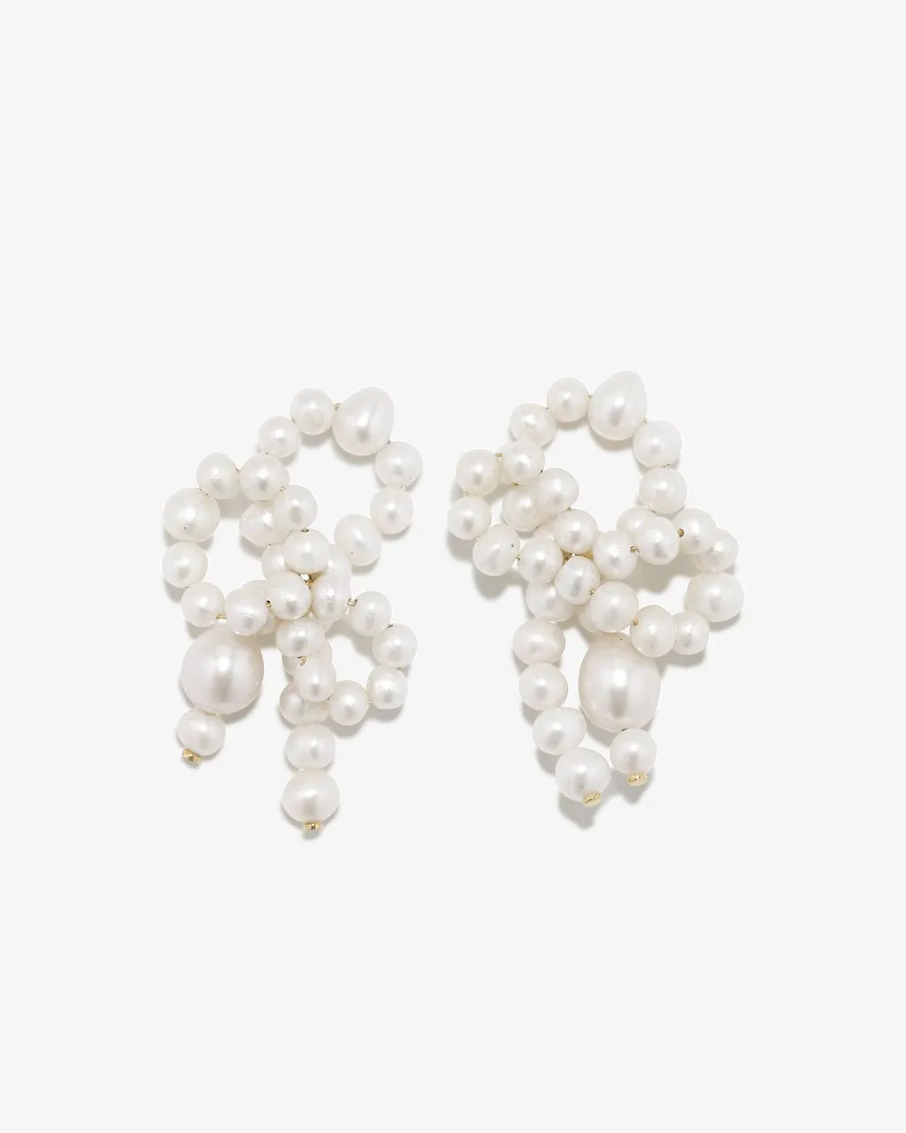 Pearl Cluster Bow Earrings