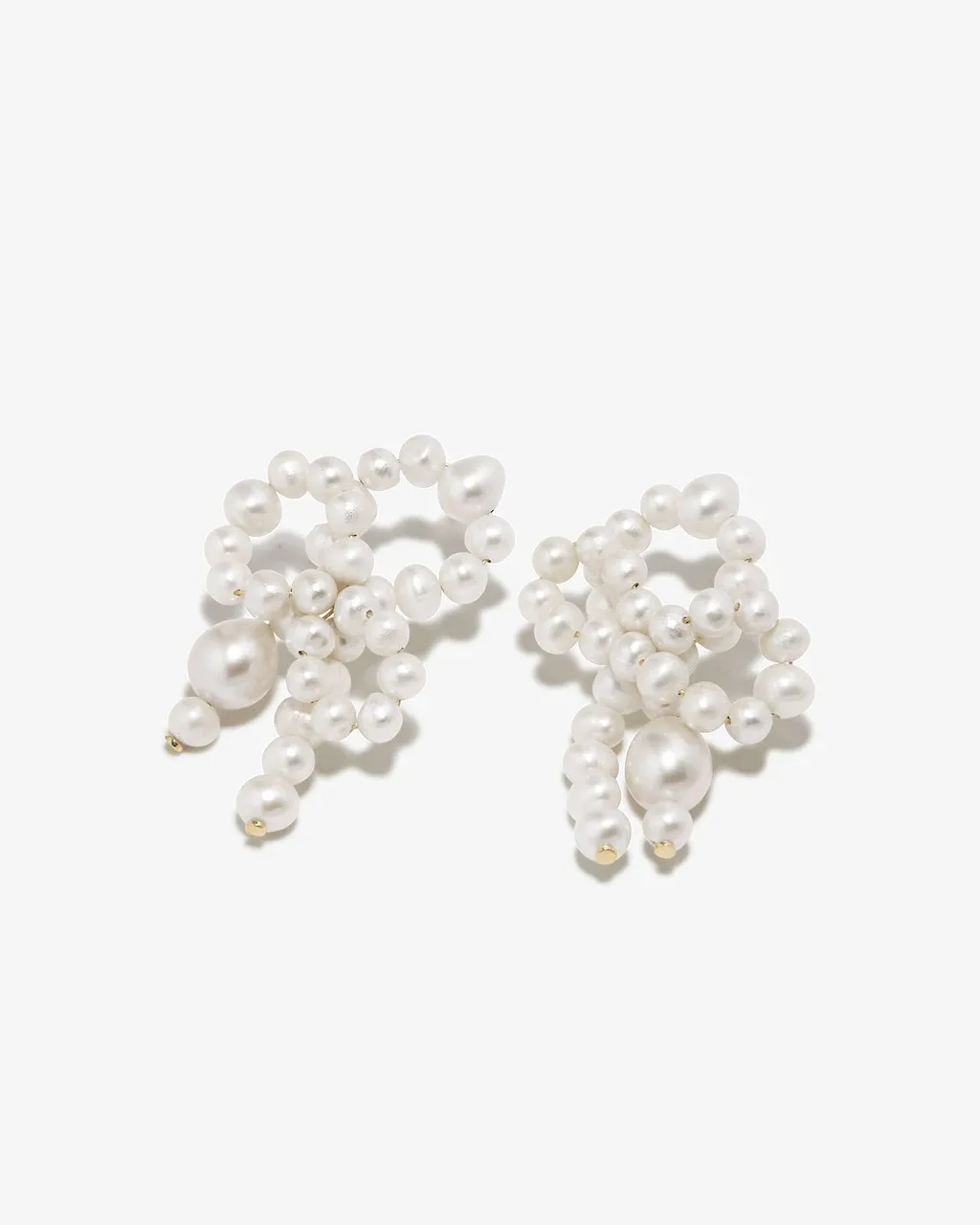 Pearl Cluster Bow Earrings