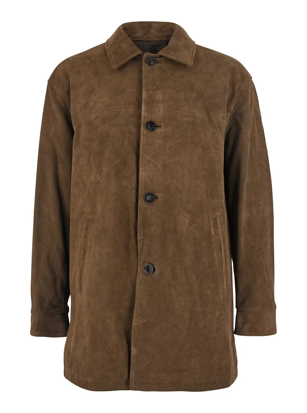 Coor Button-Front Leather Coat