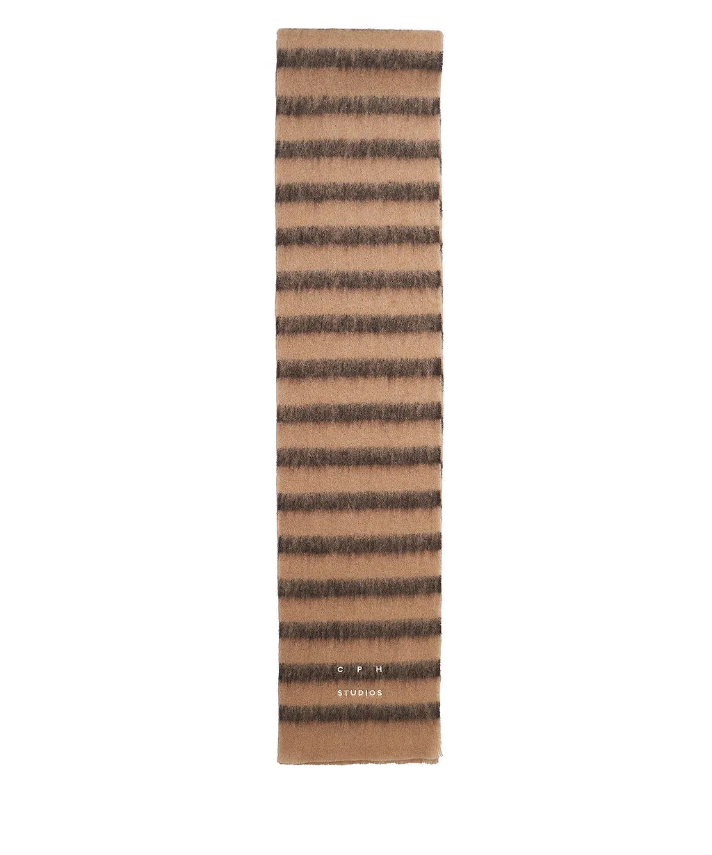 Logo Embroidered Striped Scarf