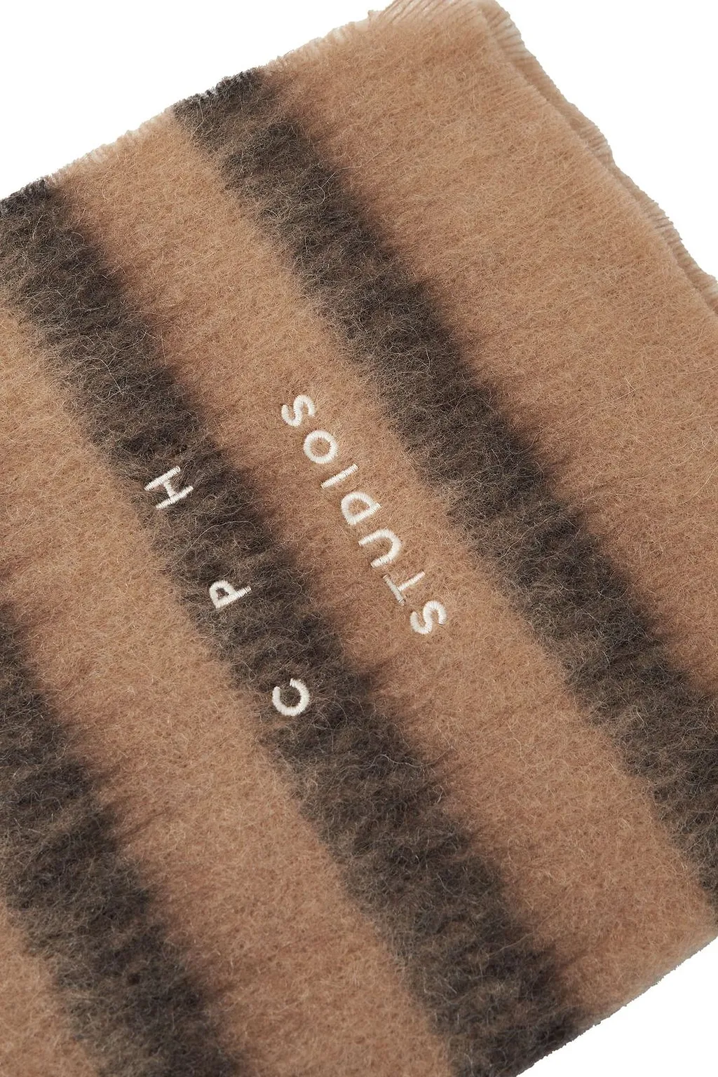 Logo Embroidered Striped Scarf
