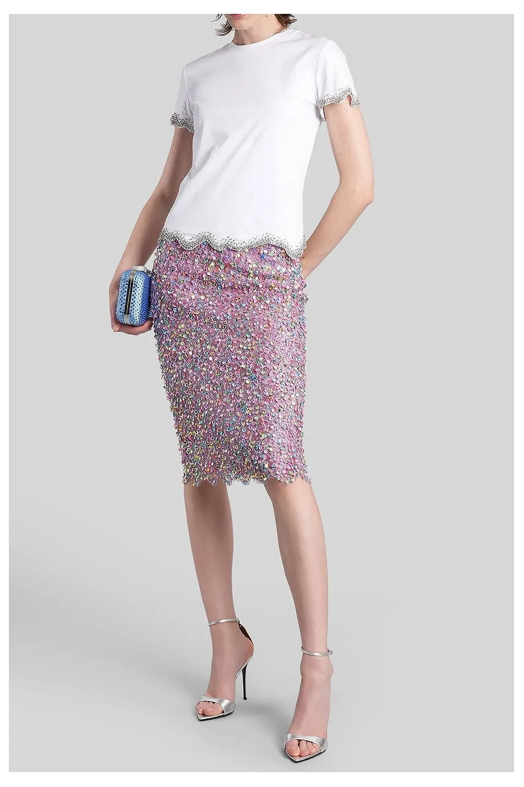 Costarellos Naia Embellished Midi Skirt