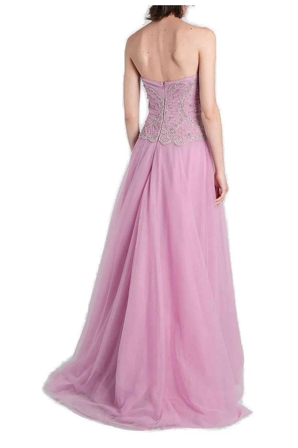 Costarellos Vivienne Embellished French Tulle Strapless Ball Gown