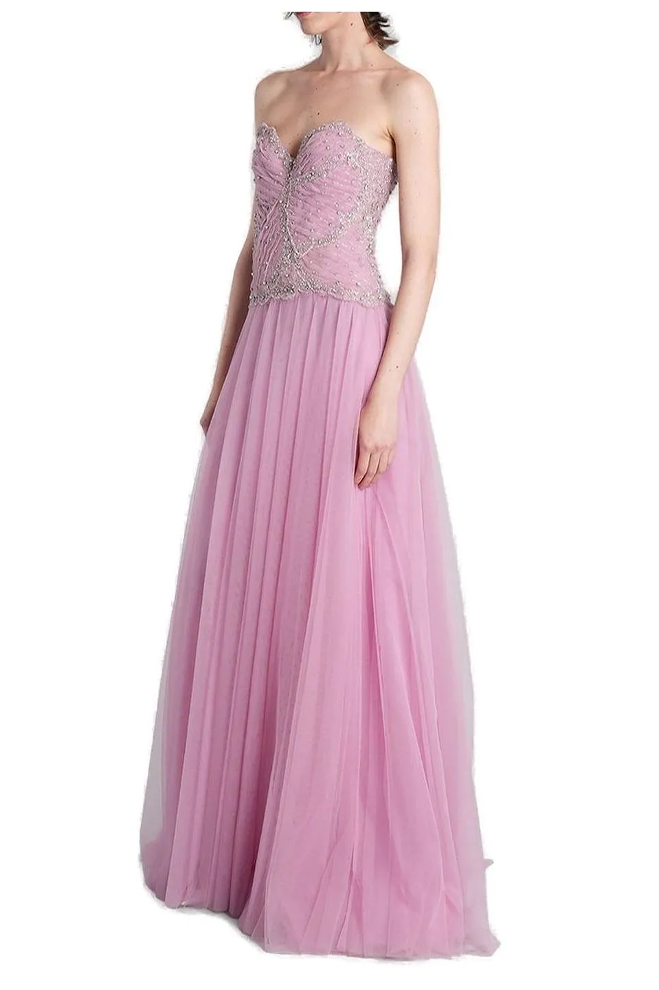 Costarellos Vivienne Embellished French Tulle Strapless Ball Gown