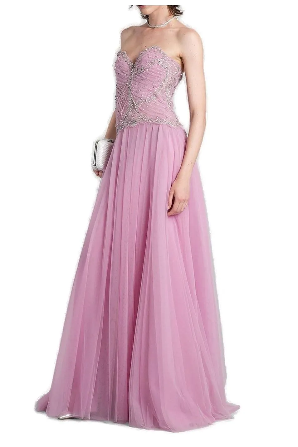 Costarellos Vivienne Embellished French Tulle Strapless Ball Gown