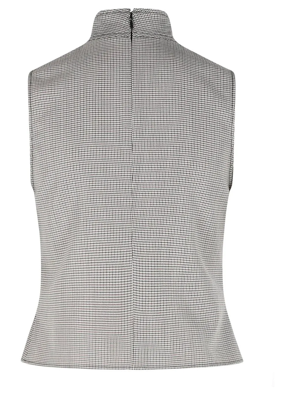 CourrÈGes Buckle Houndstooth-Pattern Sleeveless Top