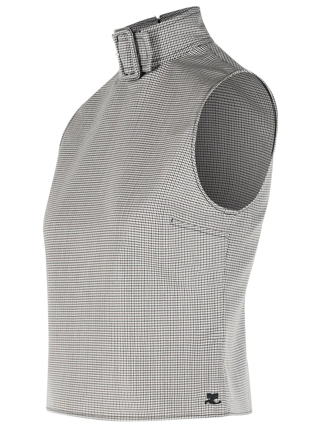 CourrÈGes Buckle Houndstooth-Pattern Sleeveless Top