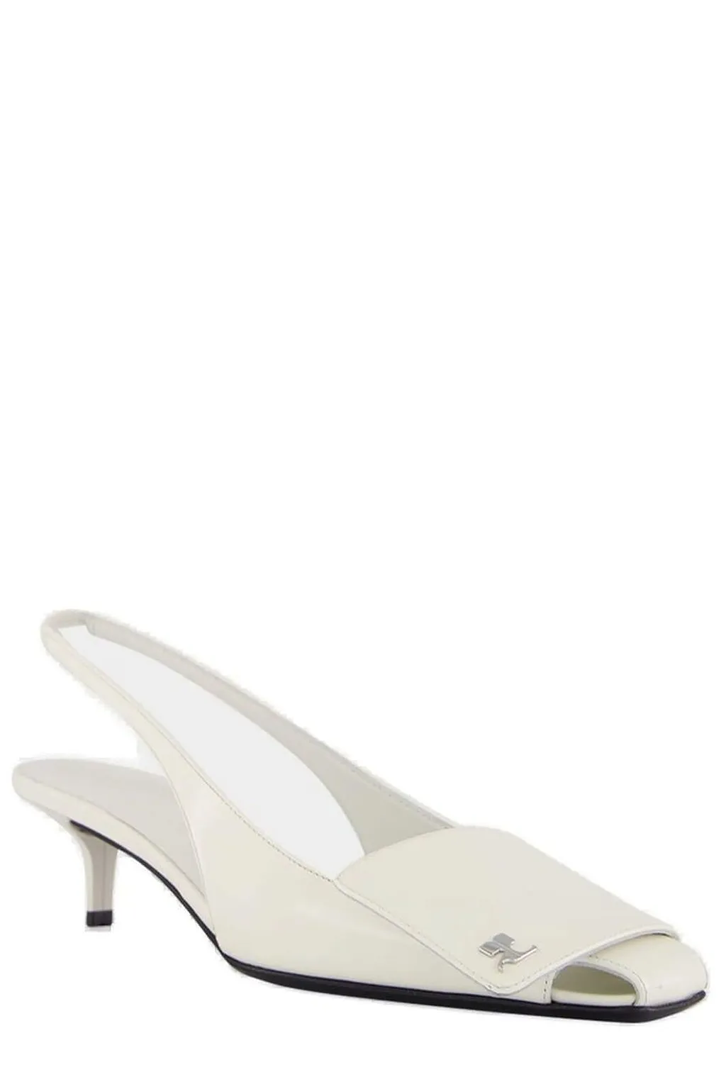 CourrÈGes Fold Iced Leather Slingback Pumps