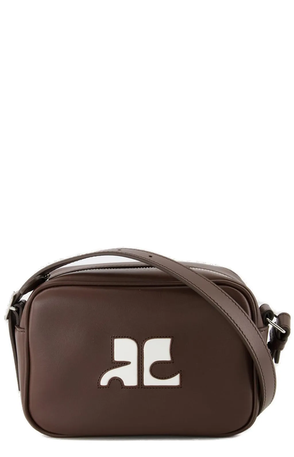 CourrÈGes Reedition Logo Patch Zip-Up Shoulder Bag