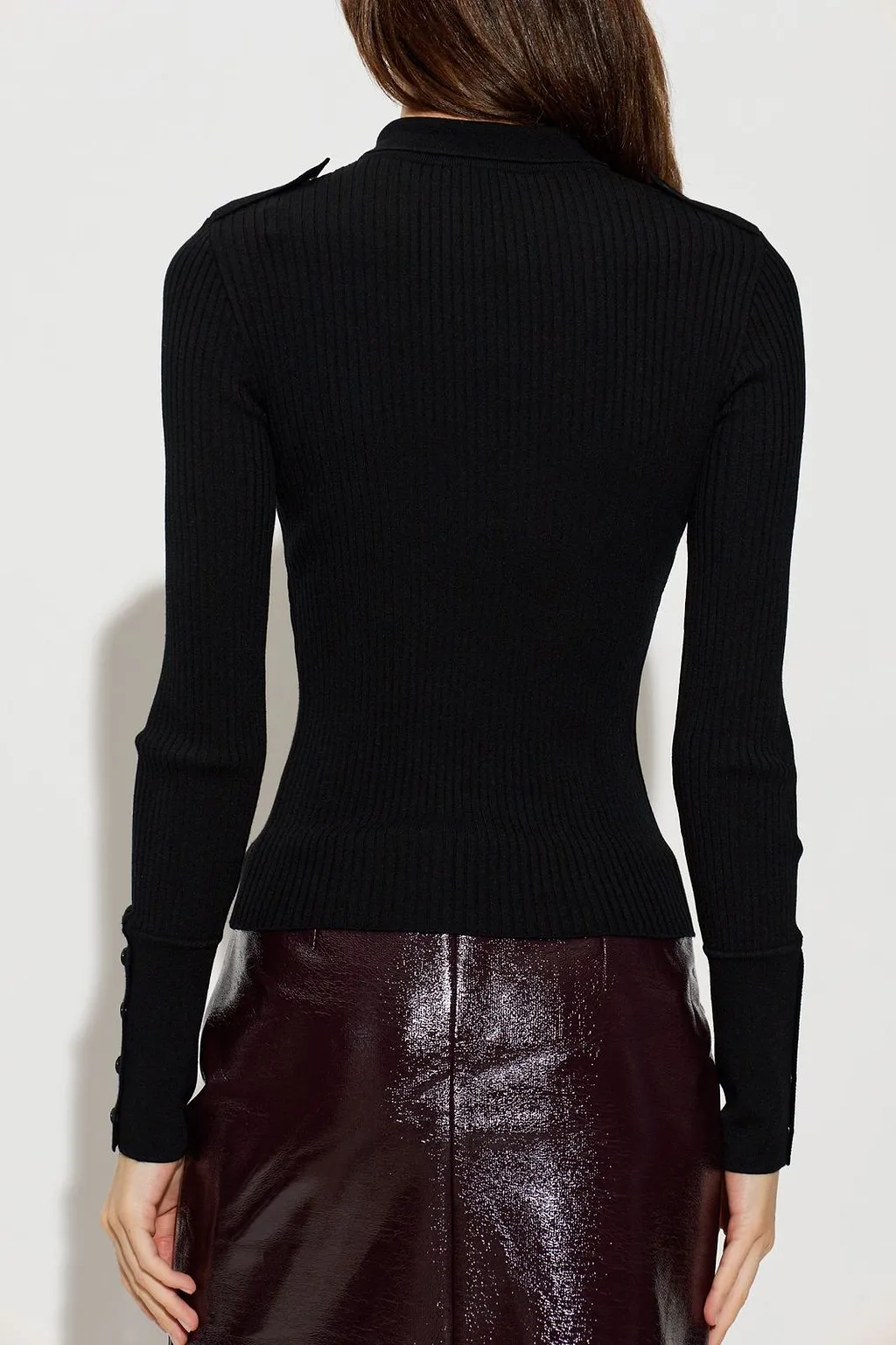 CourrÈGes Ribbed Knit Polo Top