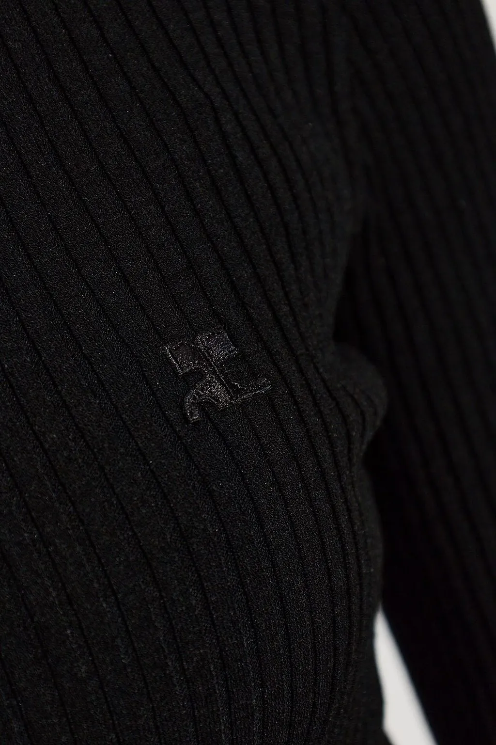 CourrÈGes Ribbed Knit Polo Top