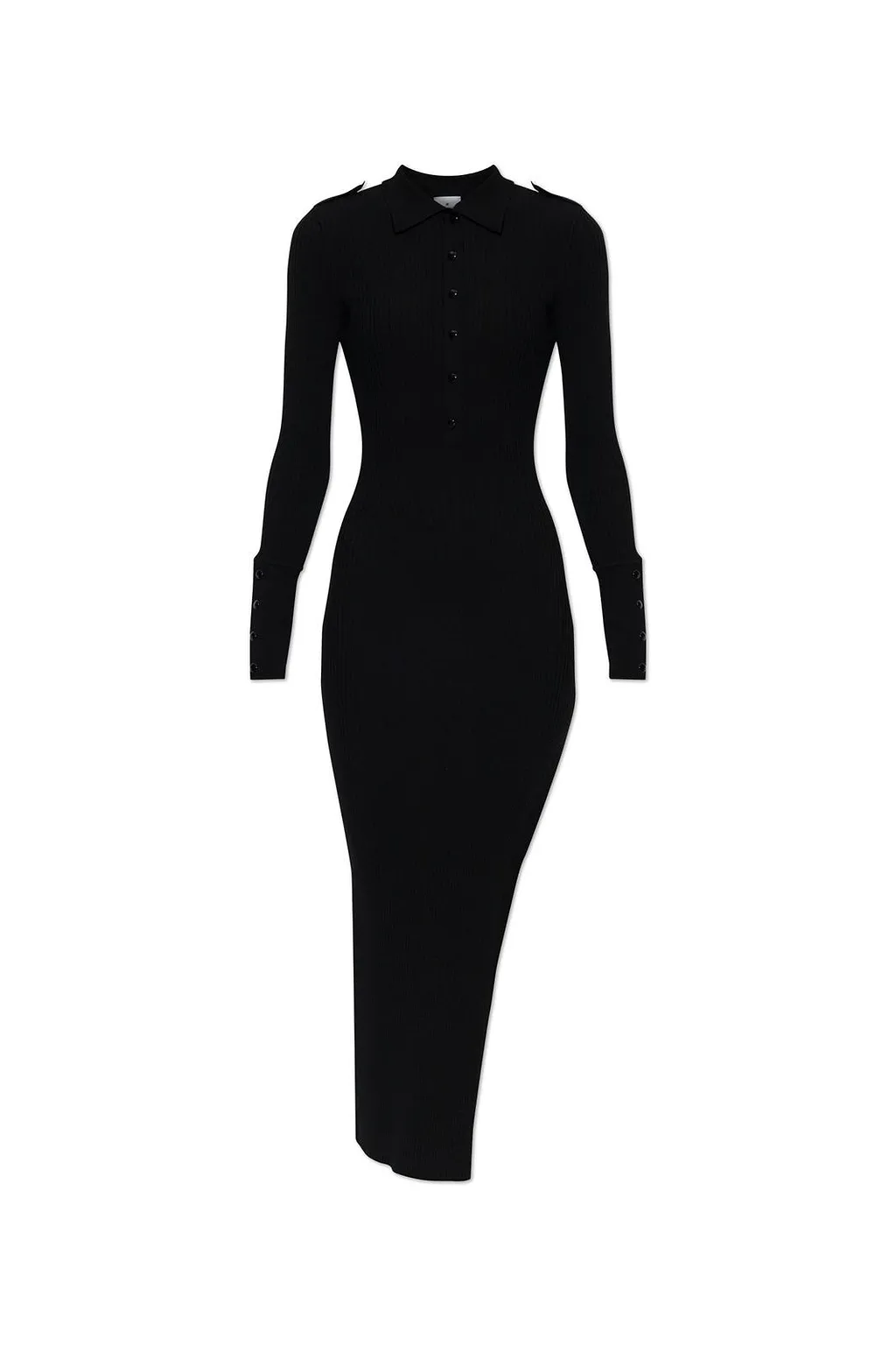 CourrÈGes Long-Sleeved Side-Slit Knitted Dress