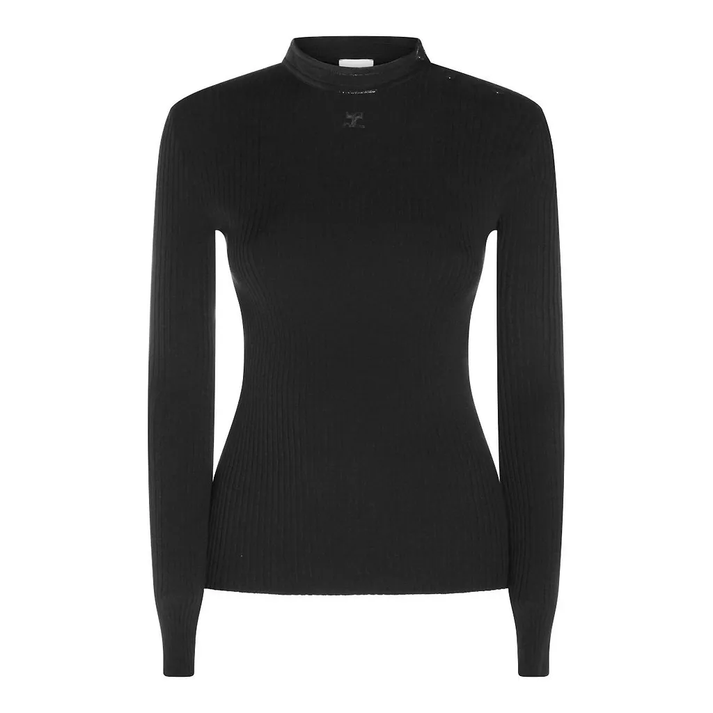 CourrÈGes Logo Patch Ribbed Top