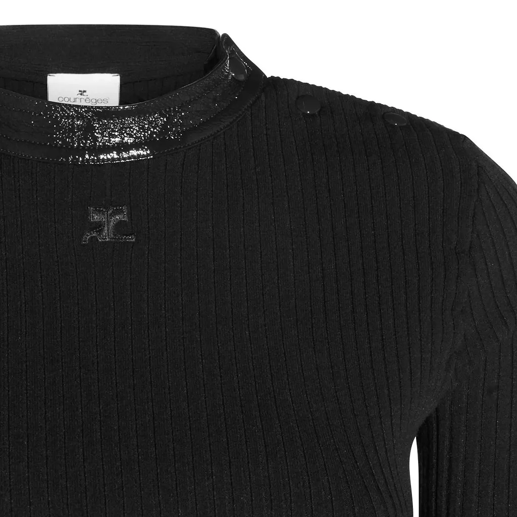 CourrÈGes Logo Patch Ribbed Top