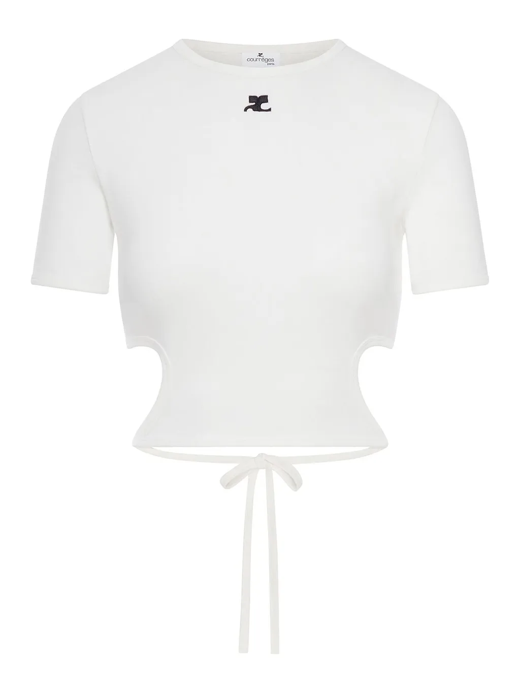CourrÈGes Ribbon Cut Out Contrast T-Shirt
