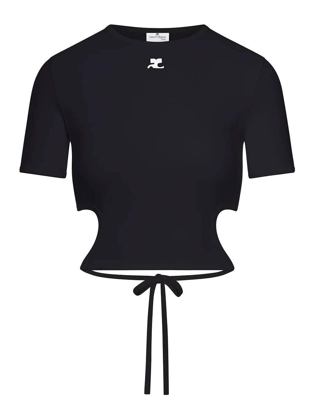 CourrÈGes Ribbon Cut Out Contrast T-Shirt