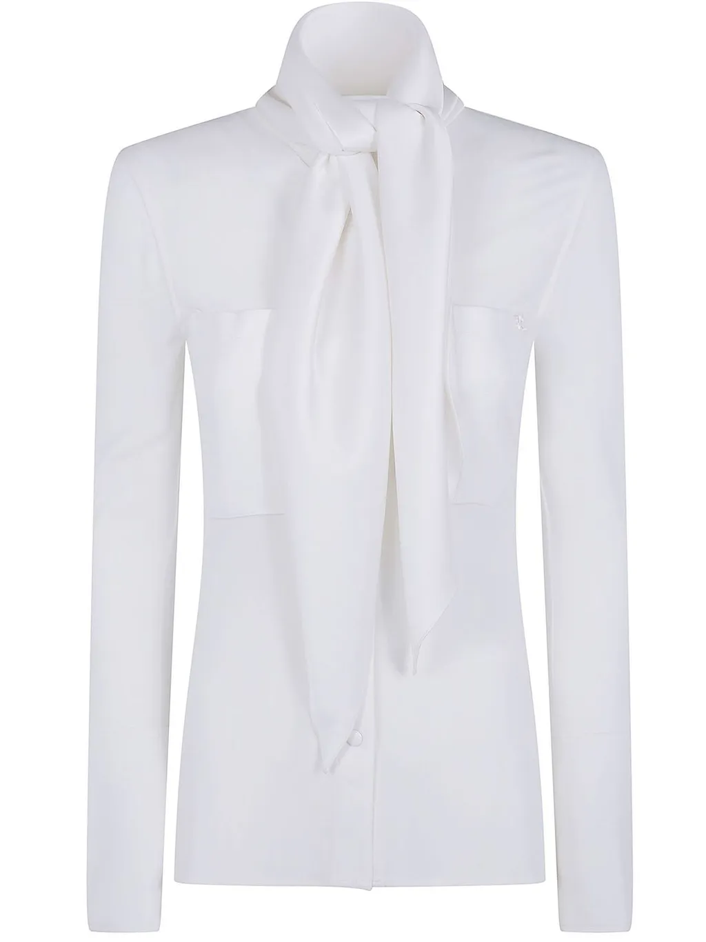 CourrÈGes Satin Scarf Collar Jersey Shirt