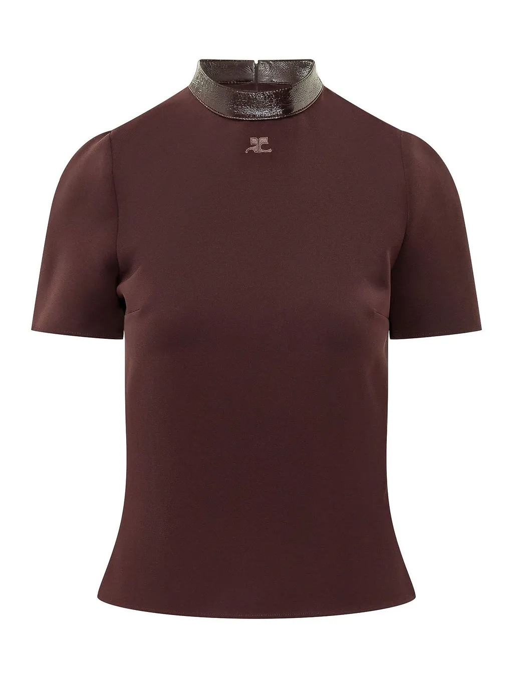 CourrÈGes Vinyl Collar Short-Sleeve Top