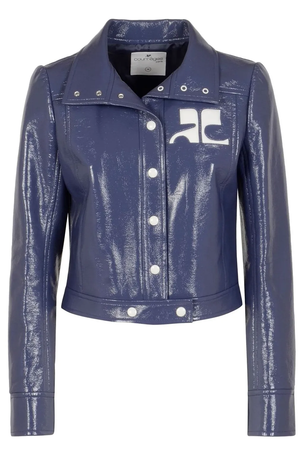 CourrÈGes Vinyl Collared Button-Up Jacket