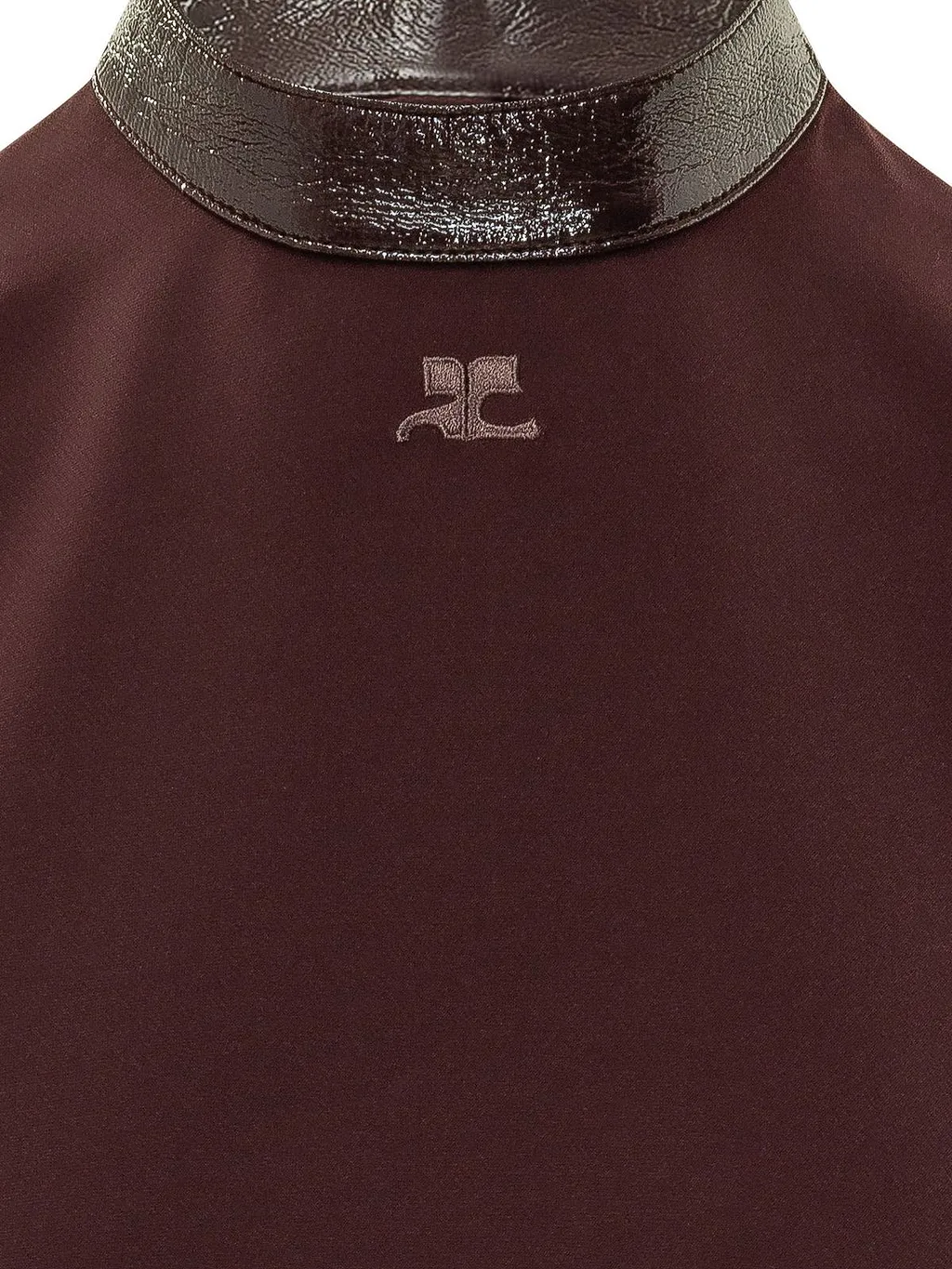 CourrÈGes Vinyl Collar Short-Sleeve Top