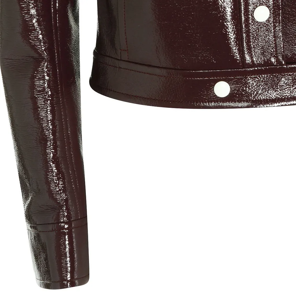 CourrÈGes Vinyl Collared Button-Up Jacket