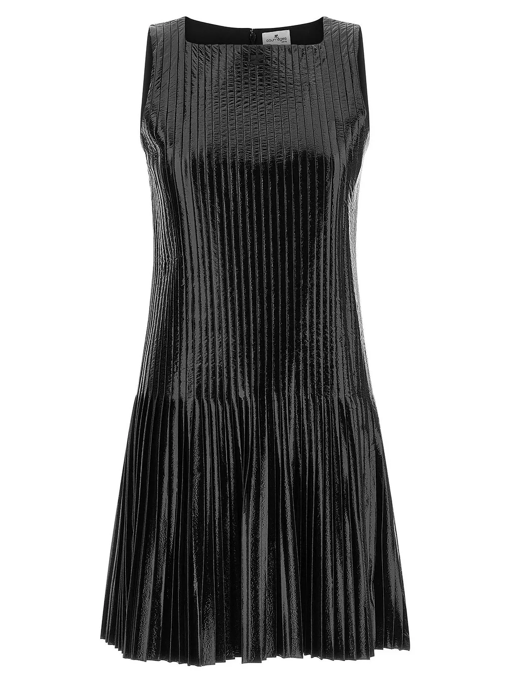 CourrÈGes Vinyl Pleated Mini Dress