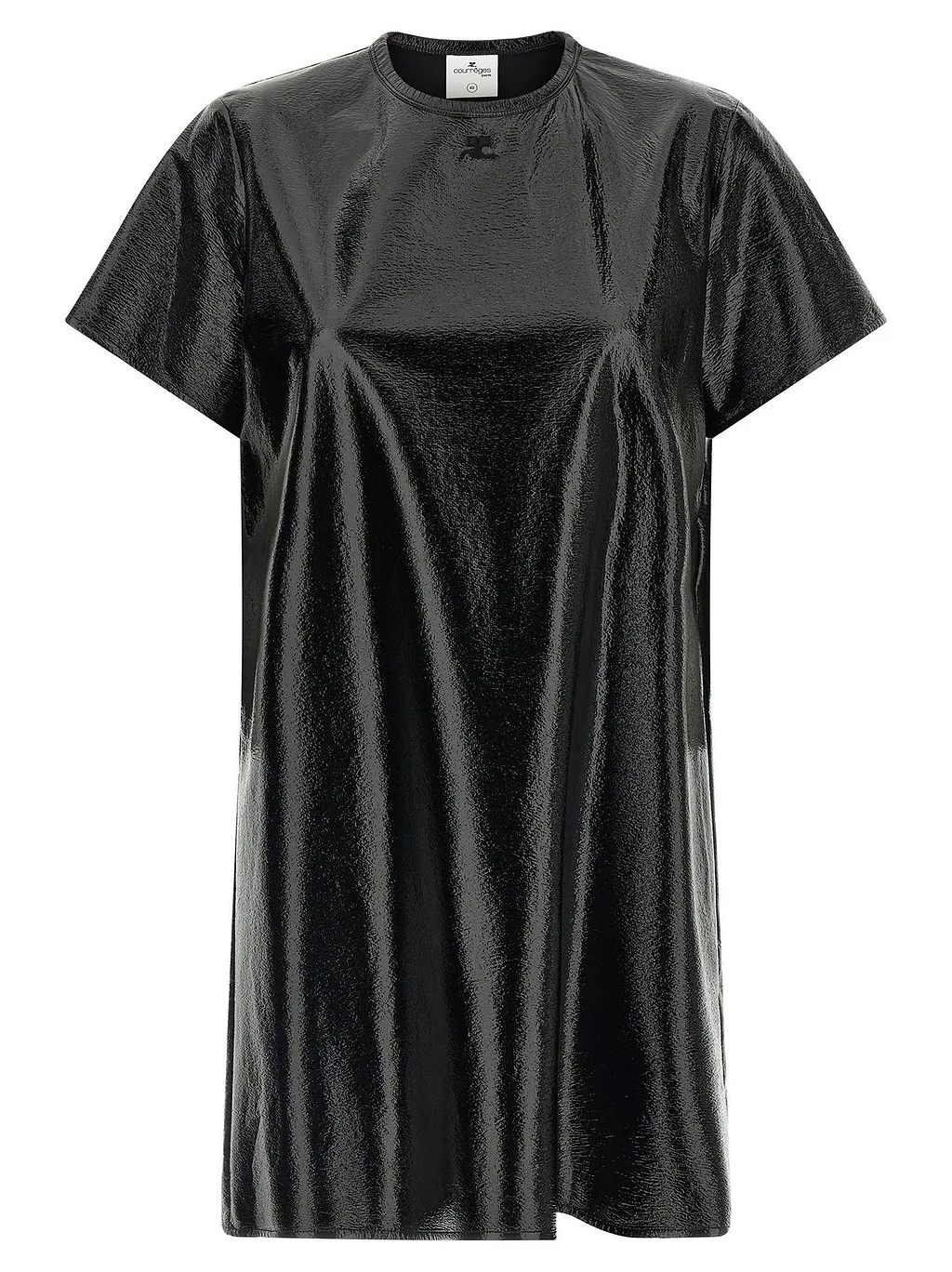CourrÈGes Vinyl-Effect Logo Patch Mini Dress