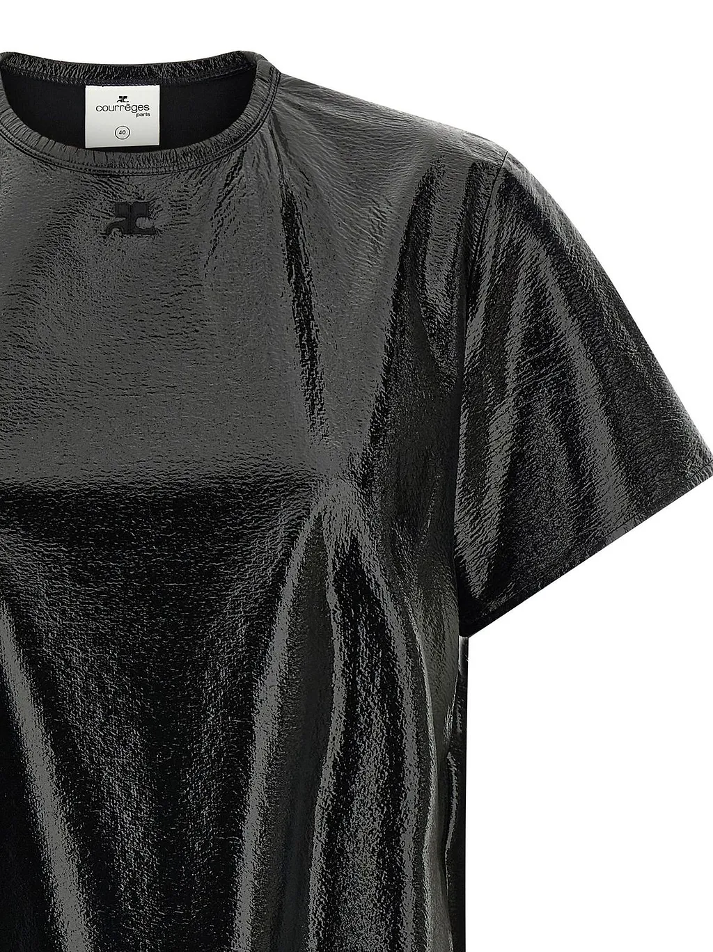 CourrÈGes Vinyl-Effect Logo Patch Mini Dress