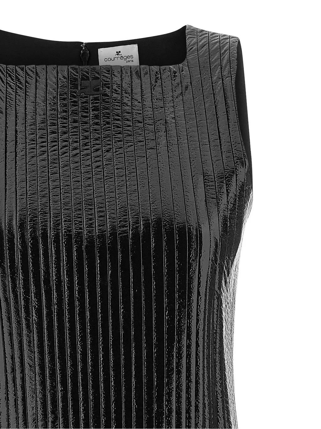 CourrÈGes Vinyl Pleated Mini Dress