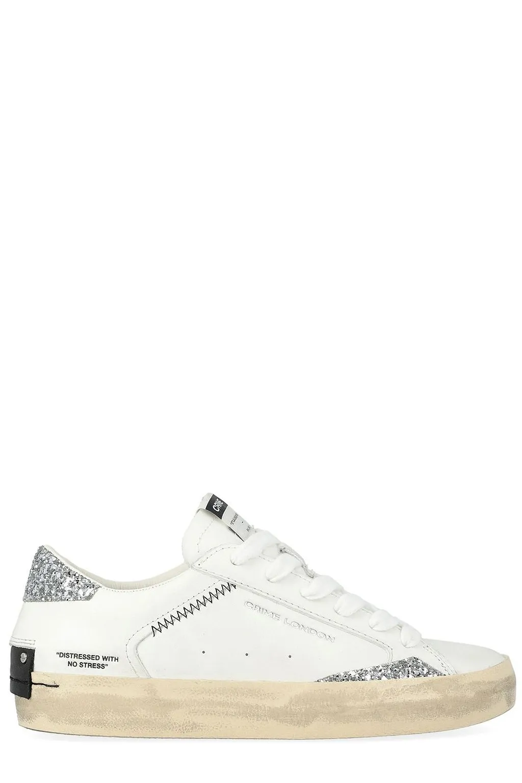 Crime London Distressed Lace-Up Sneakers