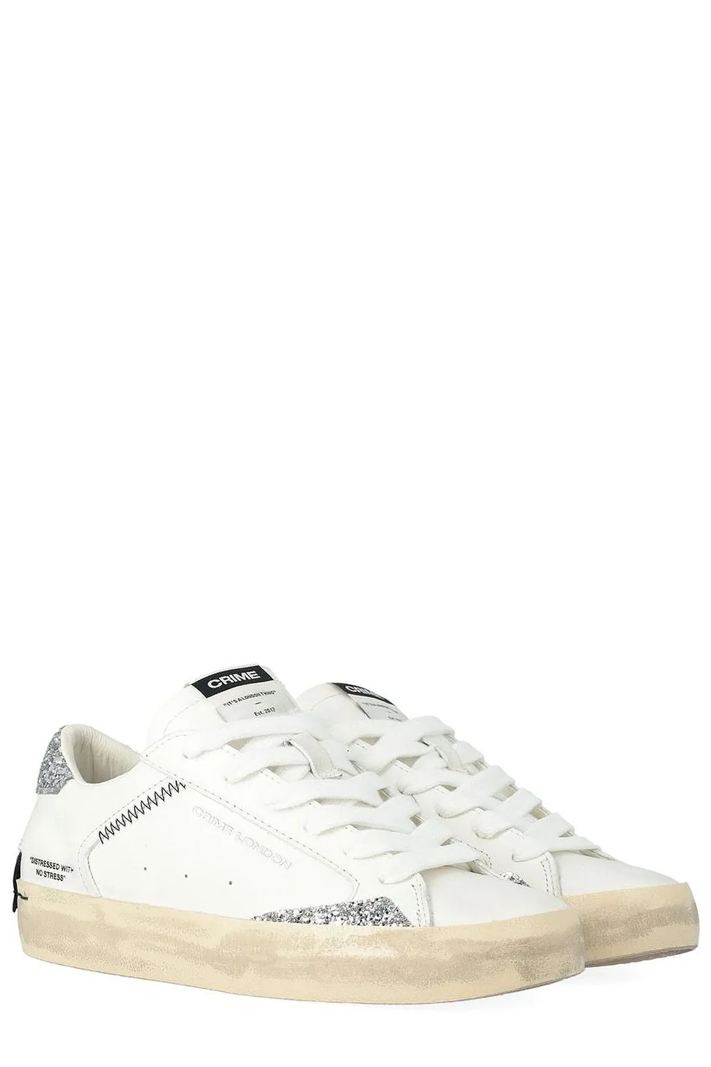 Crime London Distressed Lace-Up Sneakers