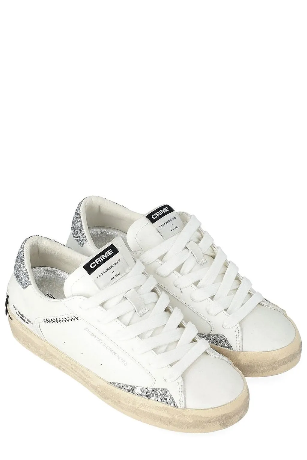 Crime London Distressed Lace-Up Sneakers