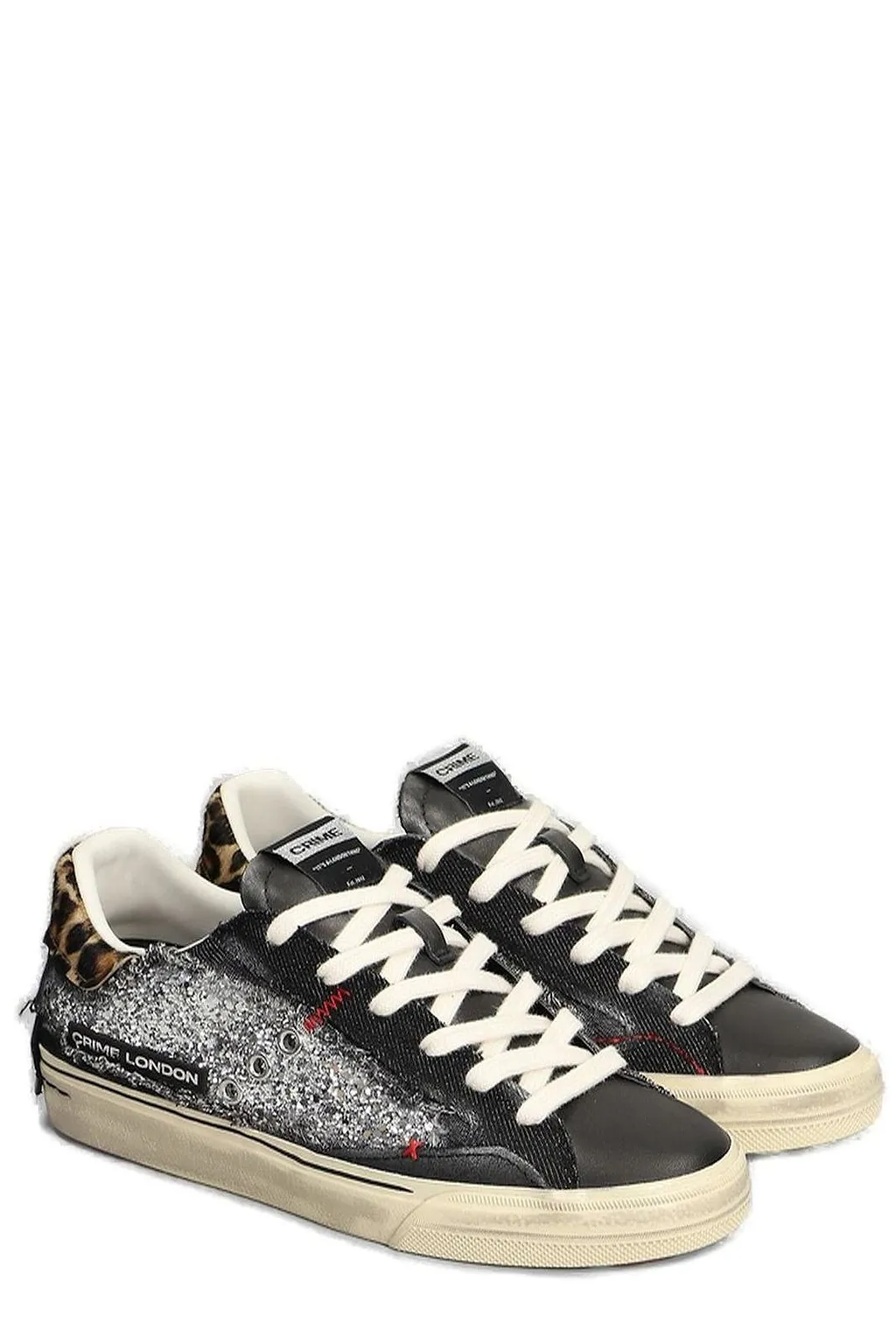 Crime London Leopard-Print Distressed Sneakers