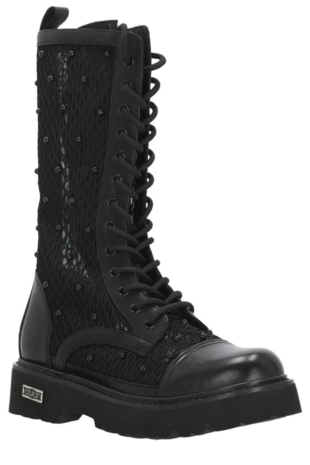Cult Mesh Panel Lace-Up Boots