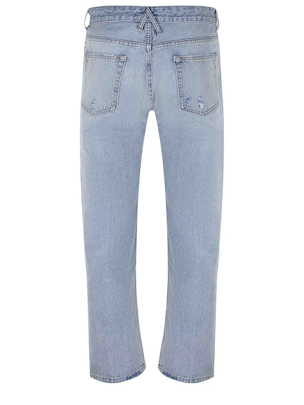Cycle Distressed Straight-Leg Jeans