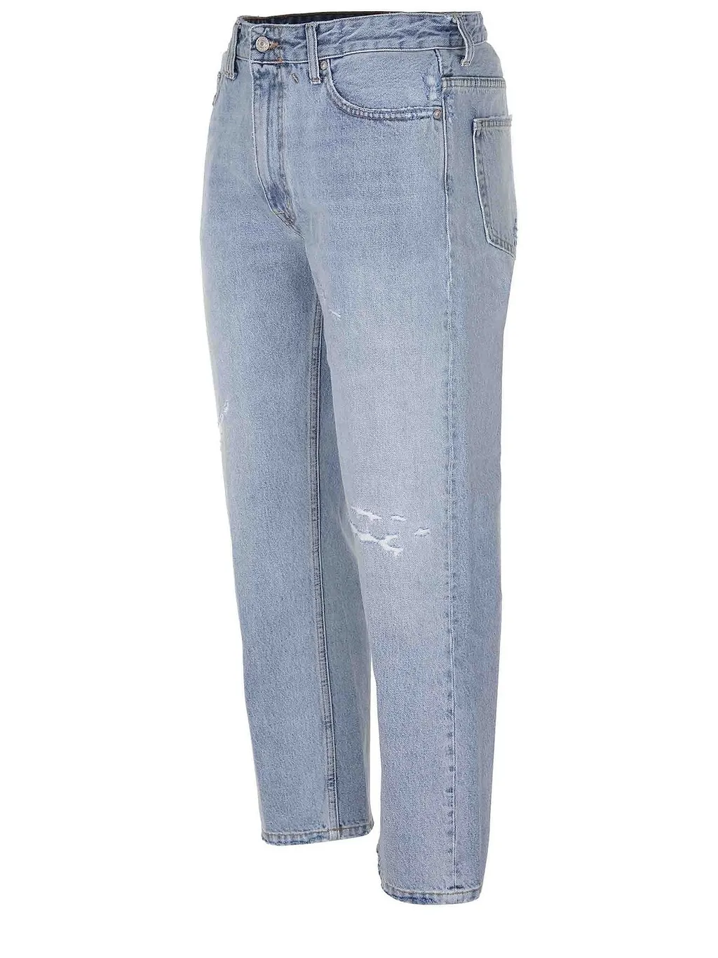 Cycle Distressed Straight-Leg Jeans