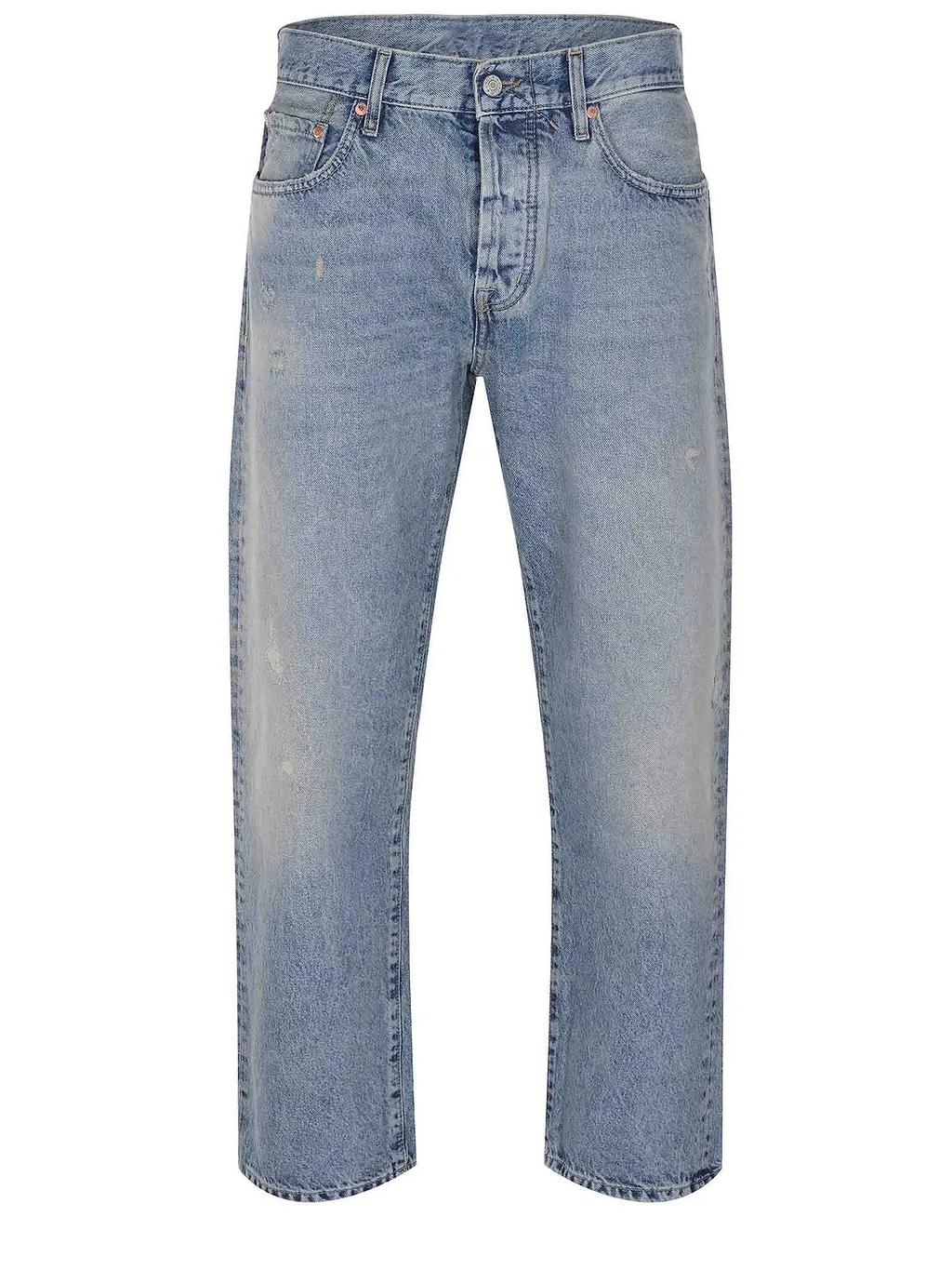 Cycle Distressed Straight-Leg Jeans