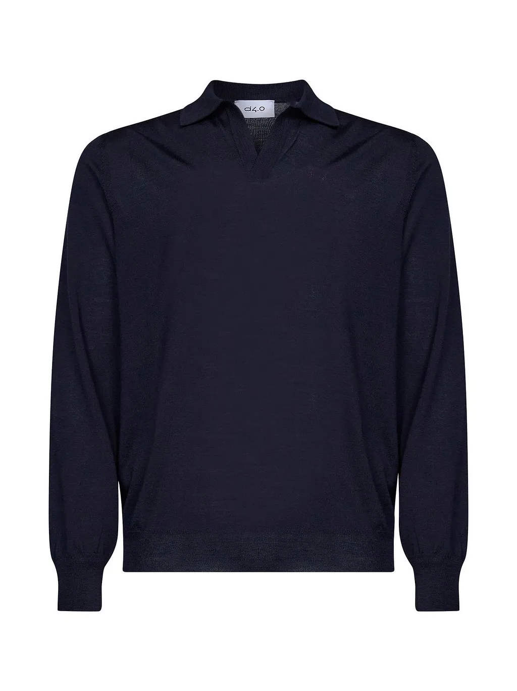 D4.0 Ribbed V-Neck Long-Sleeve Polo Shirt