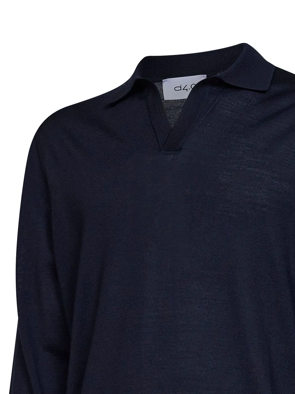 D4.0 Ribbed V-Neck Long-Sleeve Polo Shirt