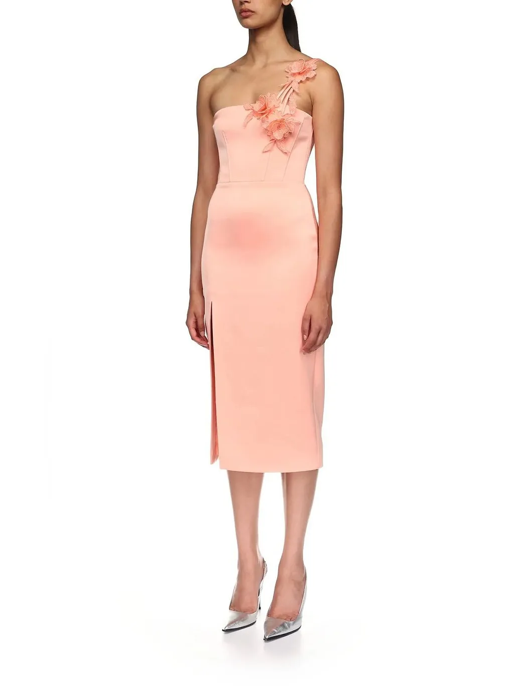 David Koma 3D Rose Asymmetric Midi Dress