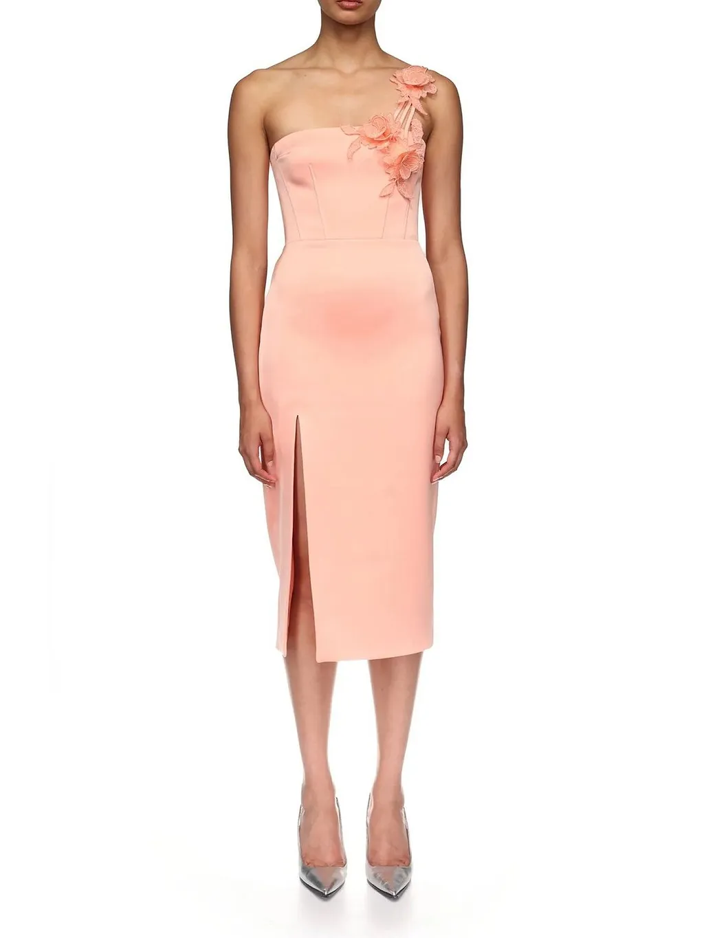 David Koma 3D Rose Asymmetric Midi Dress