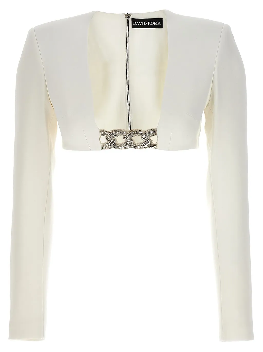 David Koma Embellished Zipped Cropped Top