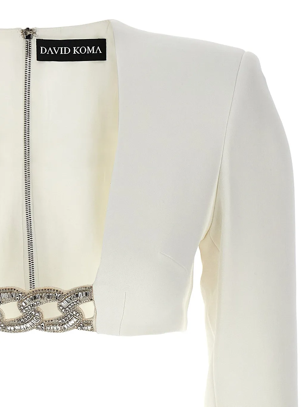 David Koma Embellished Zipped Cropped Top