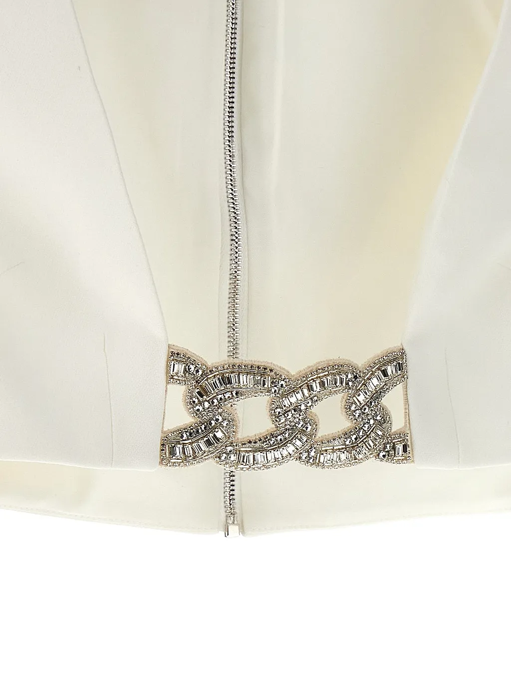 David Koma Embellished Zipped Cropped Top
