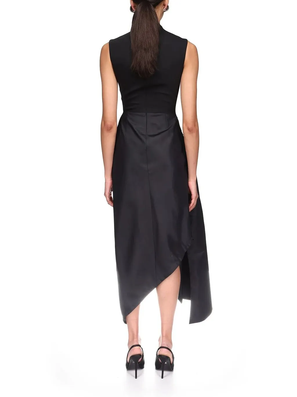 David Koma Crystal Brooch Draped Midi Dress